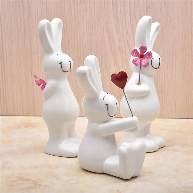 3 шт./компл. милый кролик Керамика украшения домашнего декора Семья