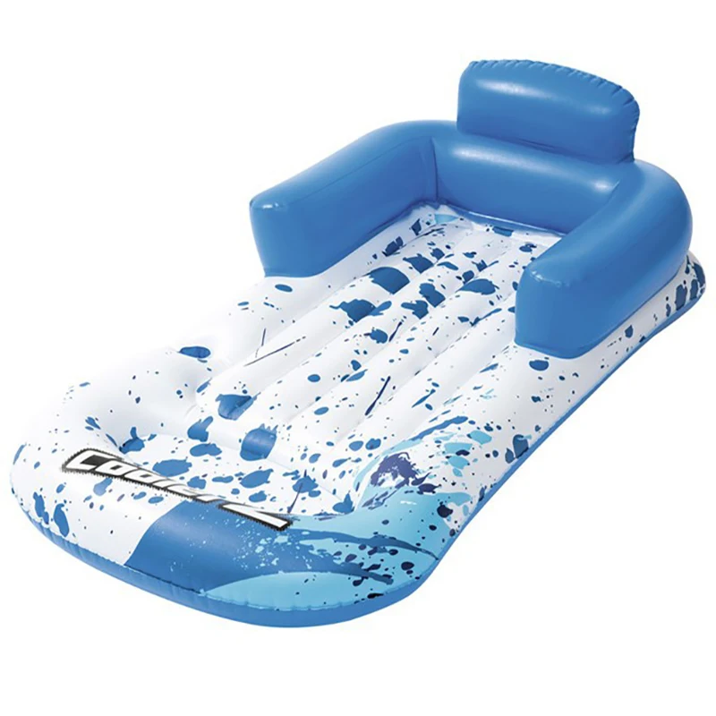 Newest Giant Blue Deck Chair Inflatable Pool Float Summer Air Bed Folding Island Beach Lounger Floating Bed Raft Swim Board