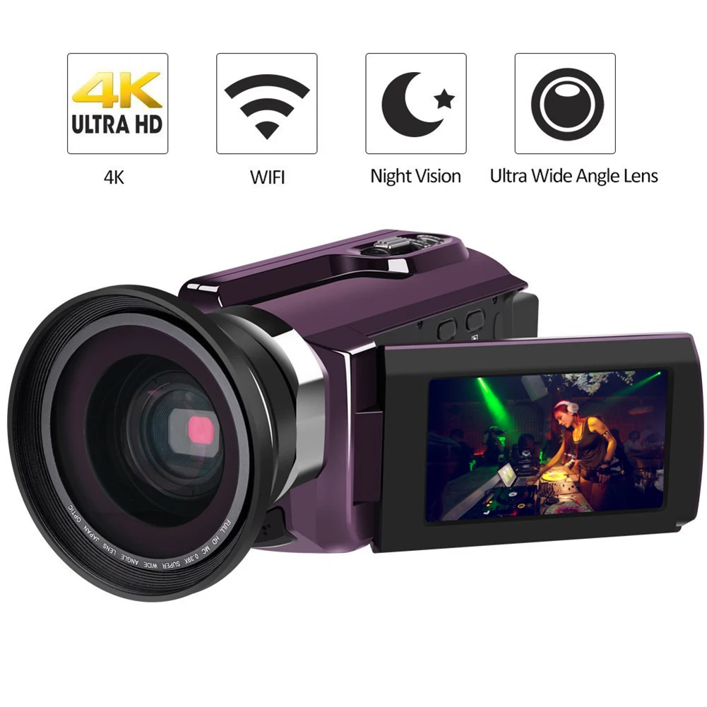4 K видеокамера-Регистратор видеокамеры 48.0MP 60 FPS Ультра HD Цифровая камера s и видеомагнитофон n внешний широкоугольный объектив