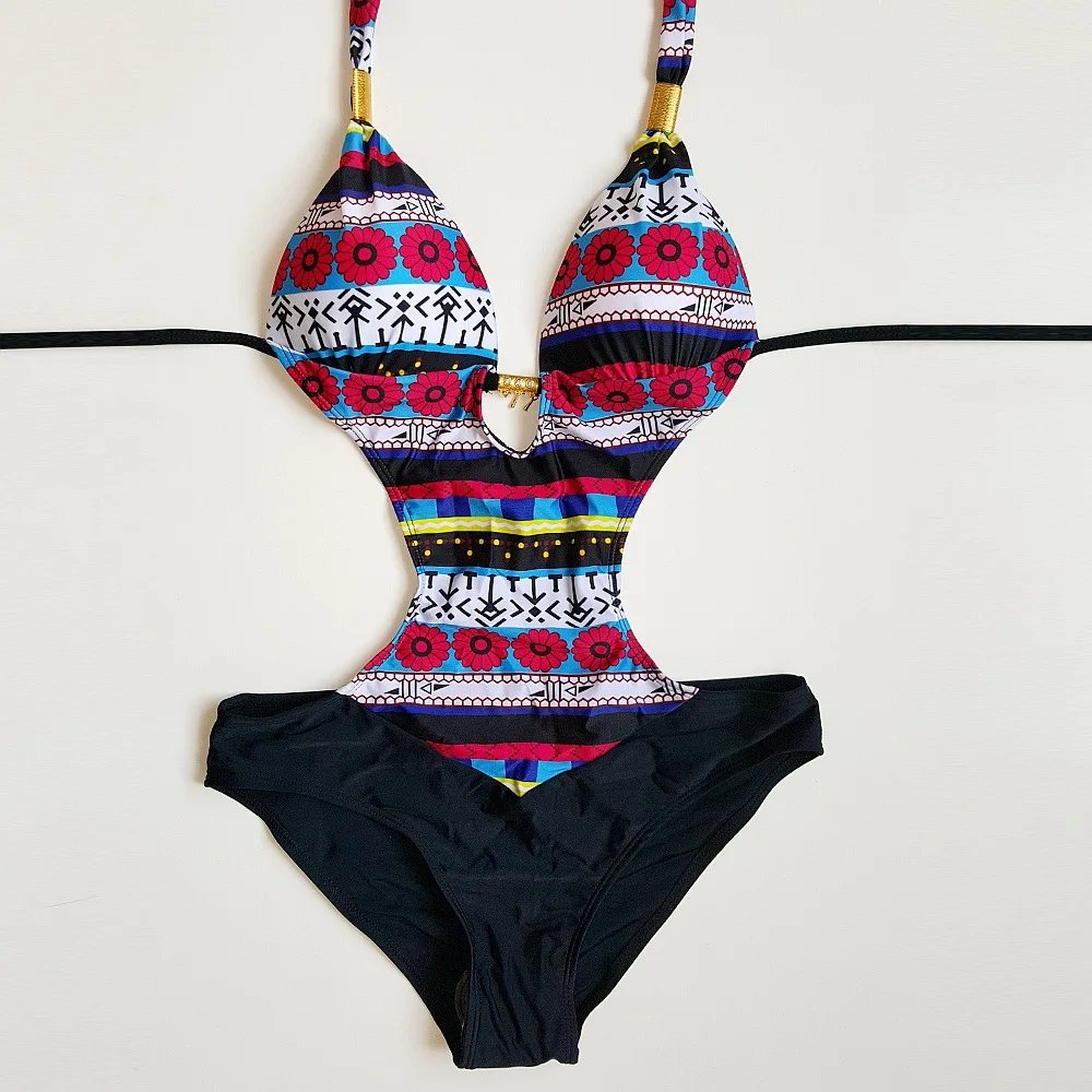 Пуш-ап купальники женские Boho Цветочные Купальники Монокини сдельный купальник