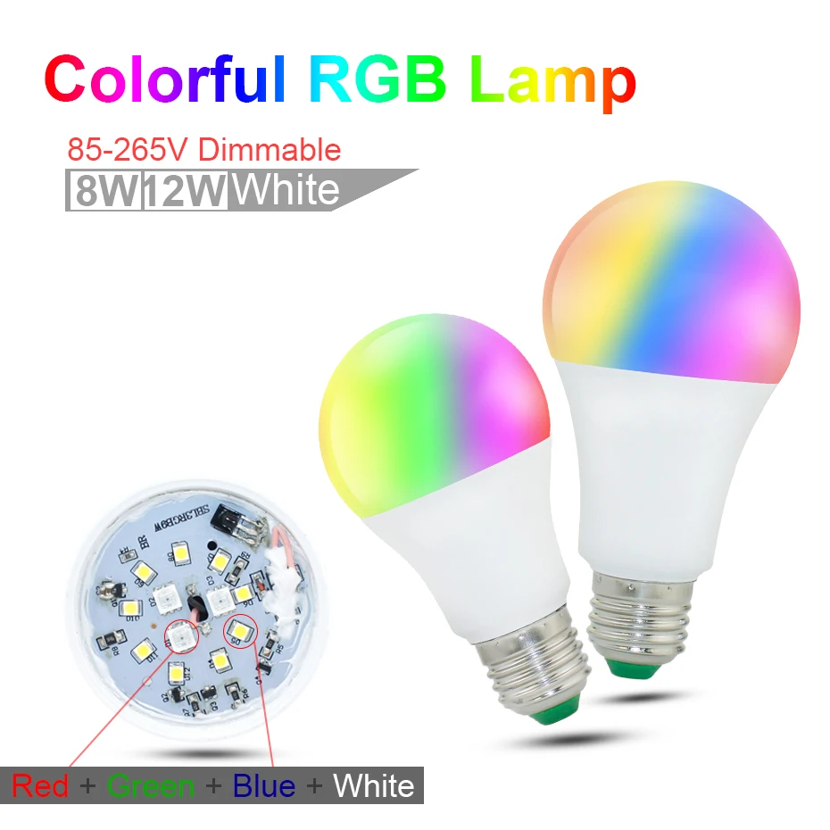 5 Вт 10 Вт 15 Вт E27 светодиодный RGB лампа AC85-265V светодиодный светильник 16 изменяемый цвет RGB светодиодный светильник с функцией памяти+ ИК-пульт дистанционного управления