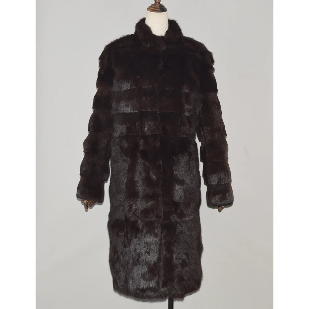 2020 леди осень зима куртка из натурального кроличьего меха с длинными Стиль