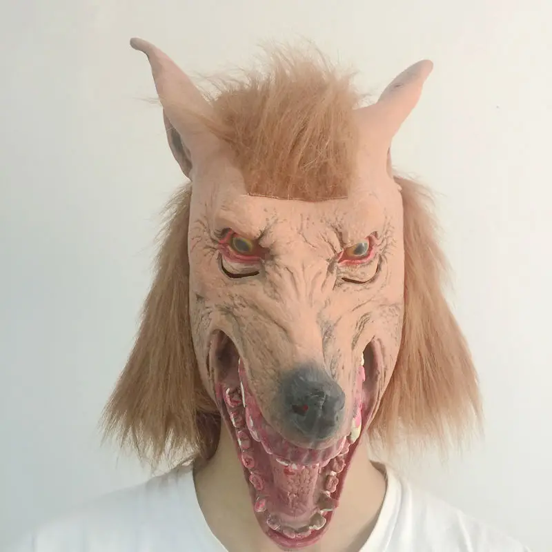 Ужасные латексные маски оборотеней на все лицо для Хэллоуина страшные животные
