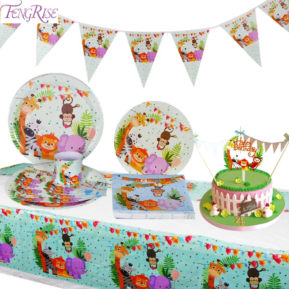 Одноразовая посуда FENGRISE украшение для вечеринки в джунглях детский Декор