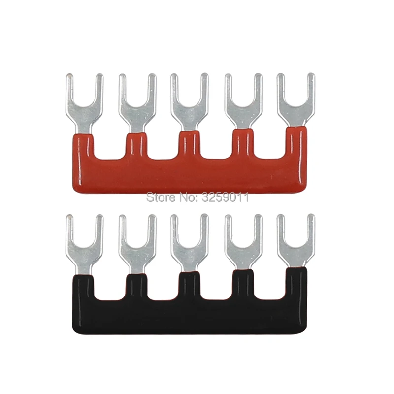 

50PCS TB1505 TBD-15A Suyep 5 Positions 15A Wire Connector Pre Insulated Fork Type Barrier Spades Terminal Strip Jumper Block
