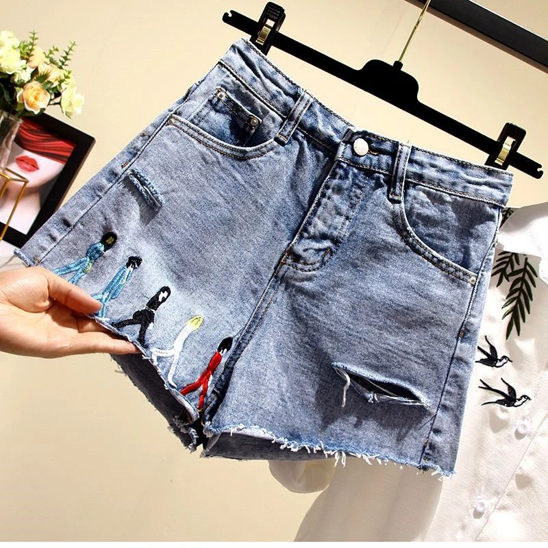 Женские широкие шорты Fat mm брюки большого размера с пятью точками лето 2019 |