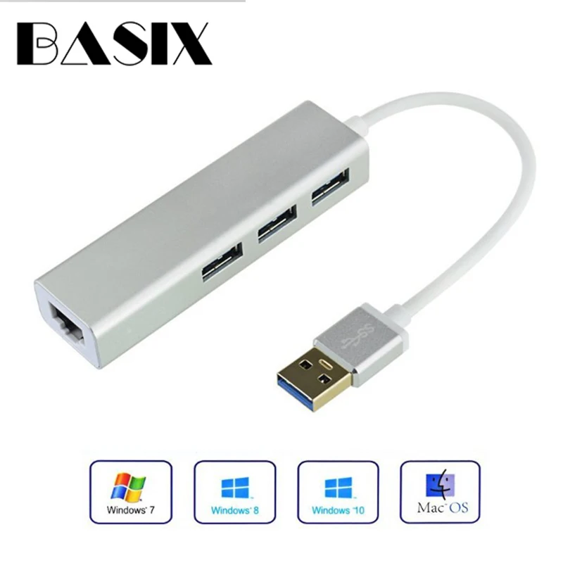 USB Ethernet адаптер Basix с 3 портами 0 концентратор к Rj45 1000 Мбит/с сетевая карта Lan для