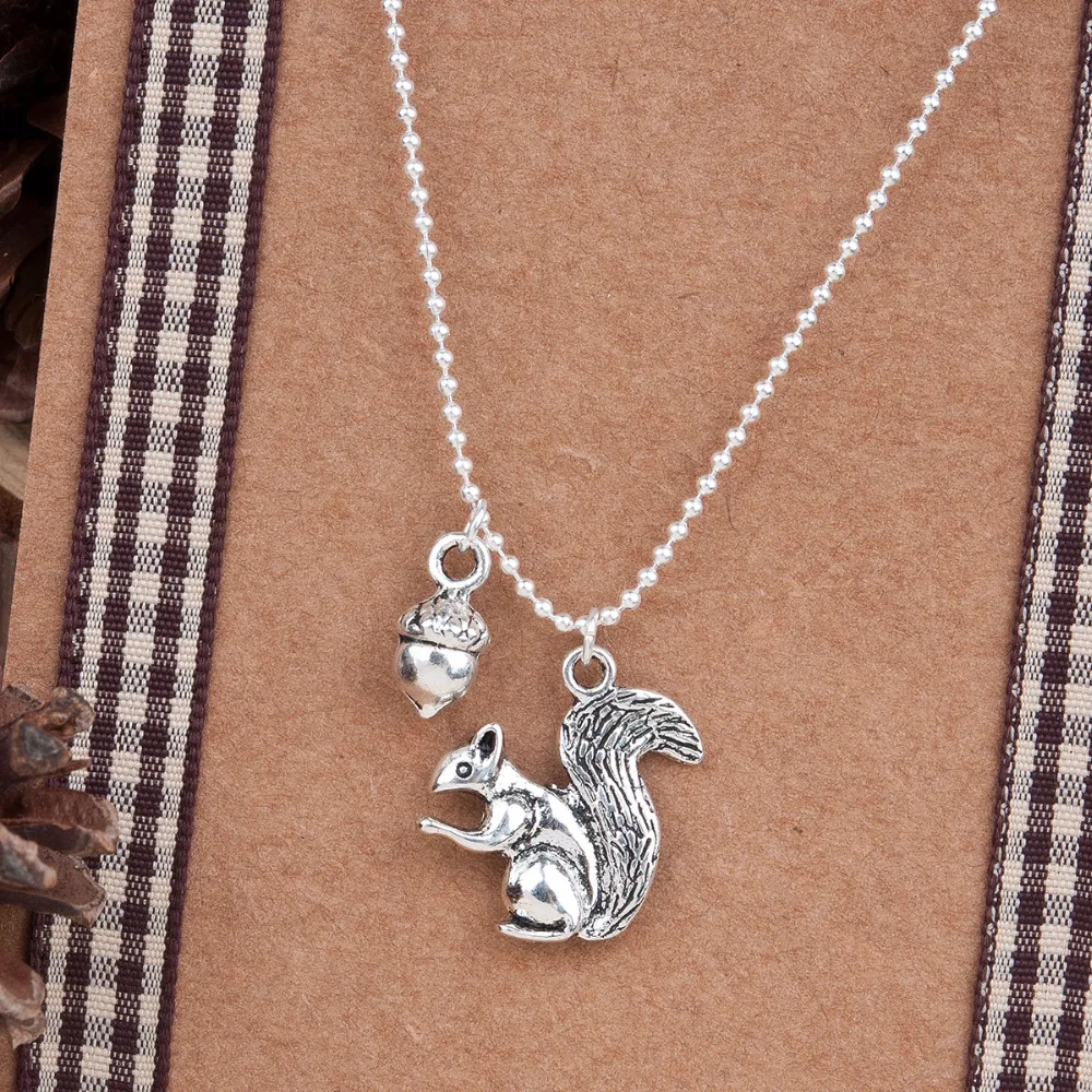Цепочка 8 сезонов ручной работы античное Серебряное ожерелье и серебряная белка