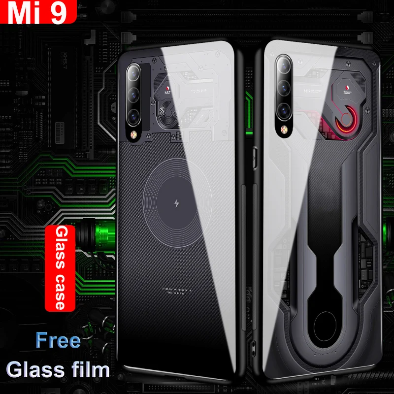 Для Xiaomi Mi 9 чехол Mi9 tansparent закаленное стекло + ТПУ кромка жесткая задняя крышка для