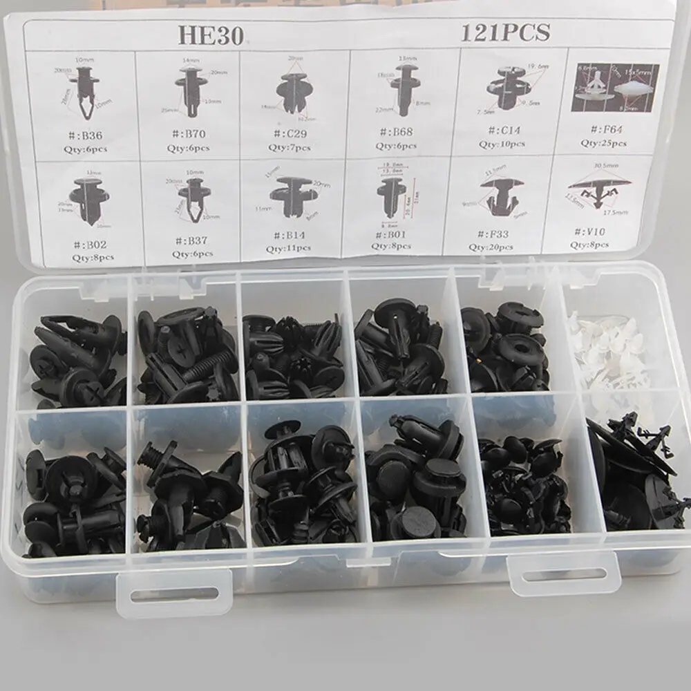 121 шт. пластиковый зажим заклепка КРЫЛО Капот бампер отделка крепеж