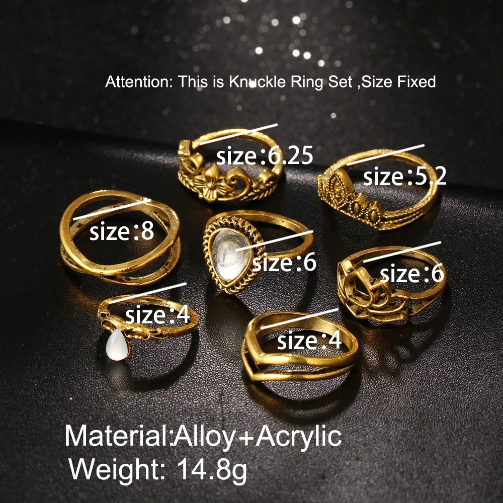 AY винтажные богемные цветы наборы колец на сустав пальца для женщин Этнические