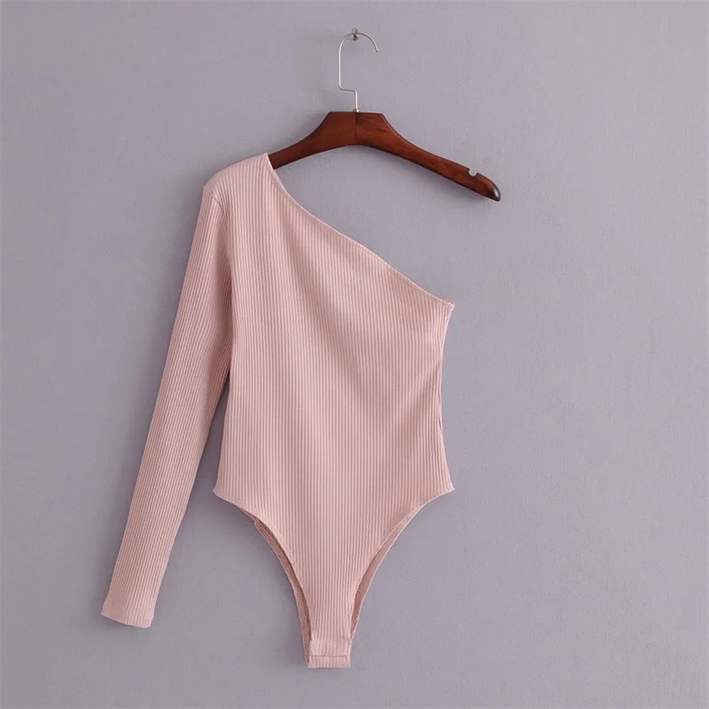 pink Женское боди с резинкой на одно плечо - Цвет: pink