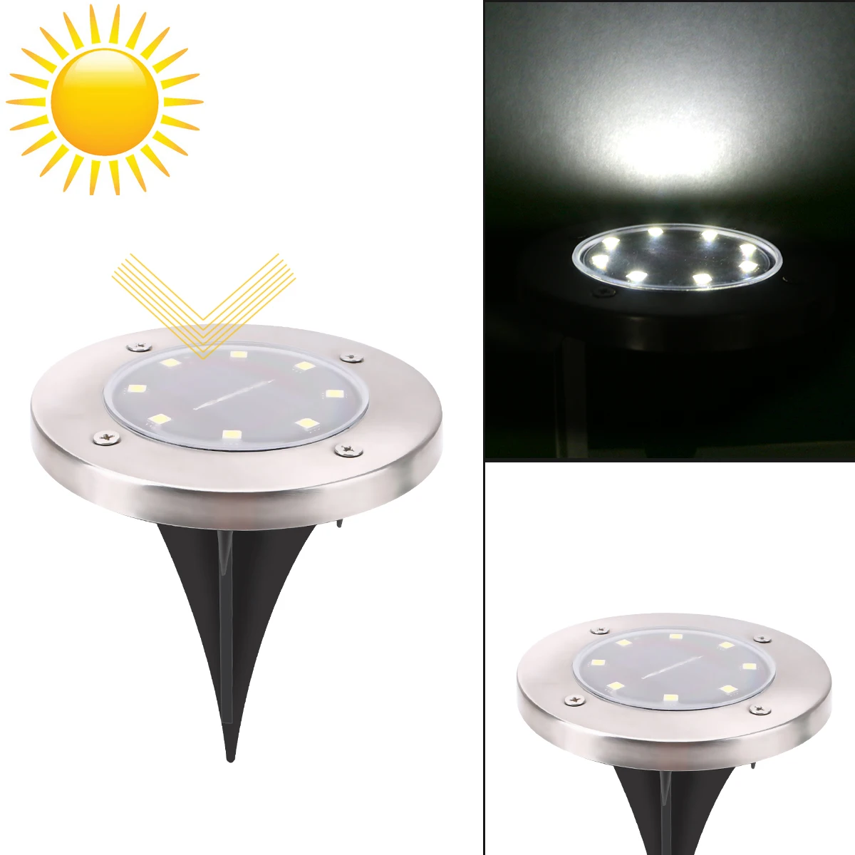 Светодиодный солнечный свет 8LED водонепроницаемый Солнечный наземный светильник