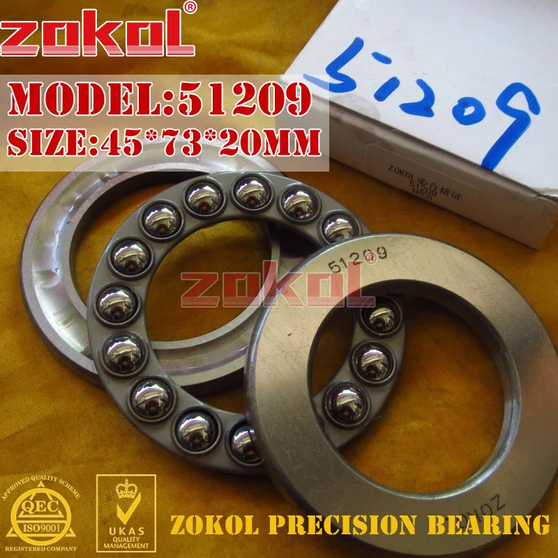 Подшипник ZOKOL 51209 упорный шарикоподшипник 8209 45*73*20 мм|bearing bearing|bearing thrustbearing ball |