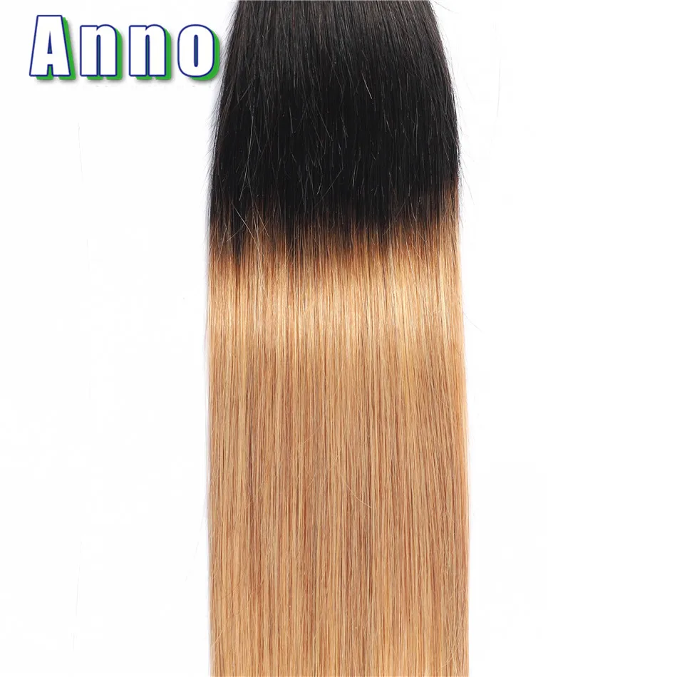 Annowig бразильский волос Weave Связки Ombre золото прямые волосы расслоения 10 &quot 24&quot не