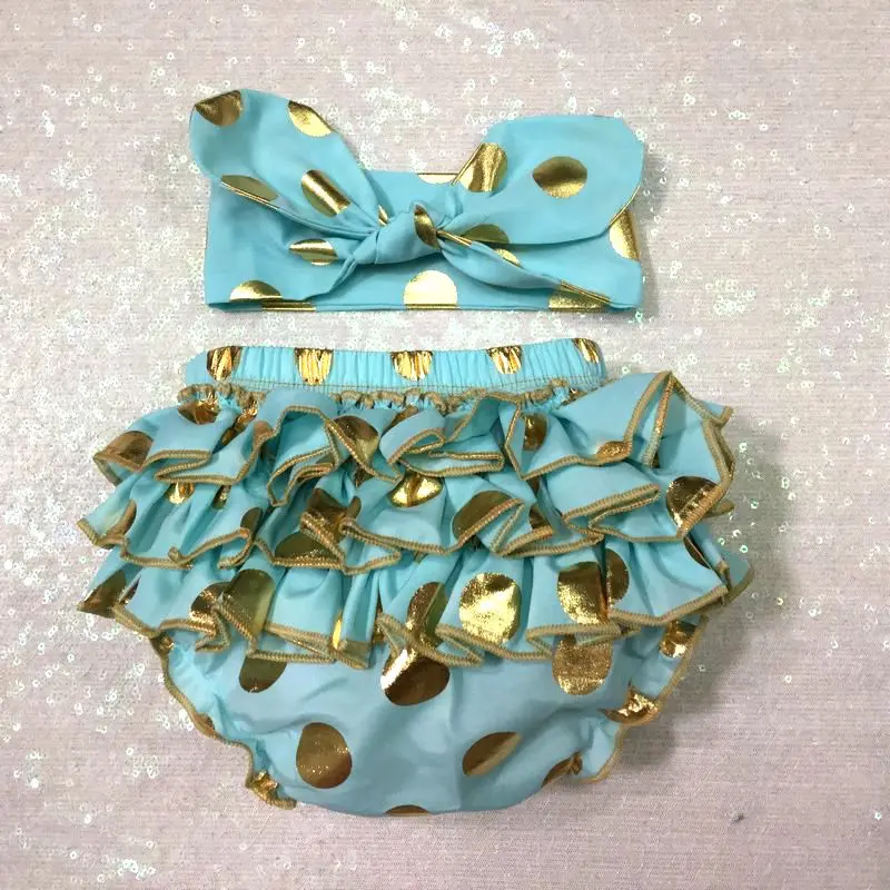 Детские подгузники лавандового цвета в Золотой горошек с оборками |