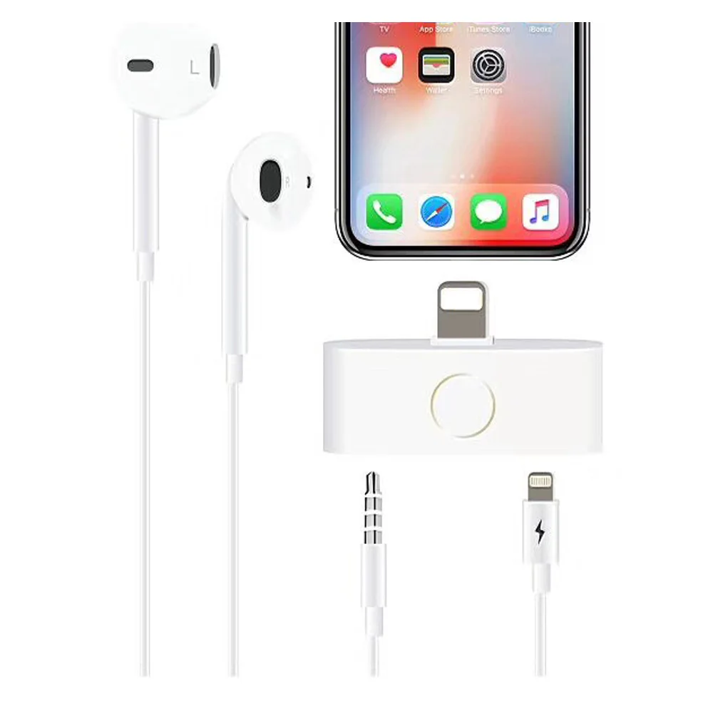 Адаптер для зарядки 2 в 1 с внешним разъемом домашнего ключа iPhone X XS XR Max 7 7Plus 8 8Plus iPad