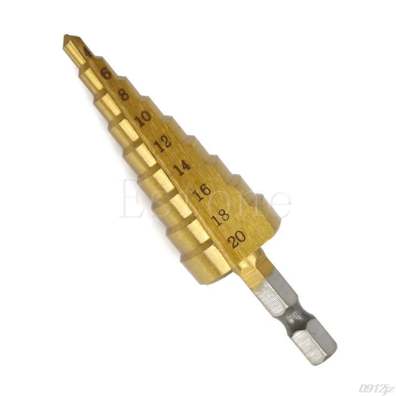 

4-20mm HSS Titanium Coated Step Drill Bit Drilling Power Tools for Metal High Speed Steel Wood Hole Cutter Step Cone Drill