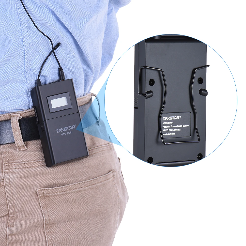 TAKSTAR WTG-500R UHF Wireless Acoustic Transmission Receiver 100m Effective Range 6 Selectable Channel LCD Display with Earphone