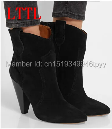 

Women Ankle Suede Boots Pointed Toe Spike Heels 2016 Women Winter Boots Drop Shipping