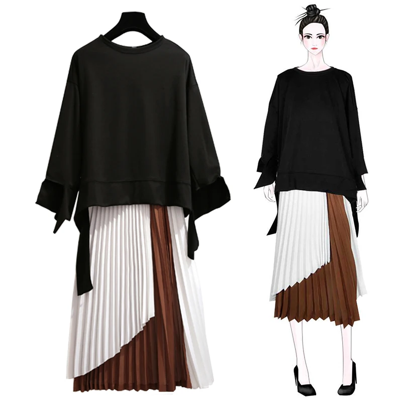 Trytree/весенне летний женский костюм из двух предметов повседневные Топы + юбка топ