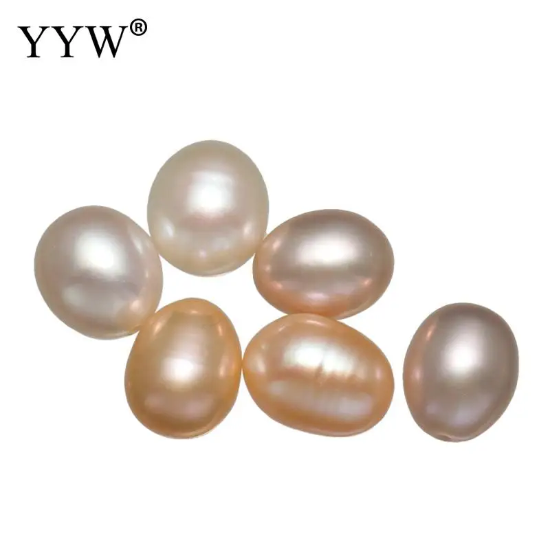 Half Drilled Cultured Freshwater Pearl Beads natural half-drilled nickel lead &amp cadmium free 9-9.5mm Hole:Approx 0.8mm | Украшения и