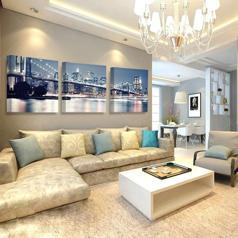 Картина на холсте с принтами 3 предмета Парижская башня настенные художественные