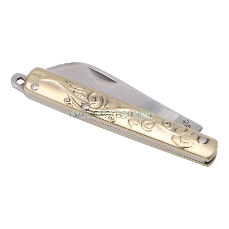 

Folding Folder Small Knife Brass Keychain Retro Keyring Pocket Tactical 8cm
