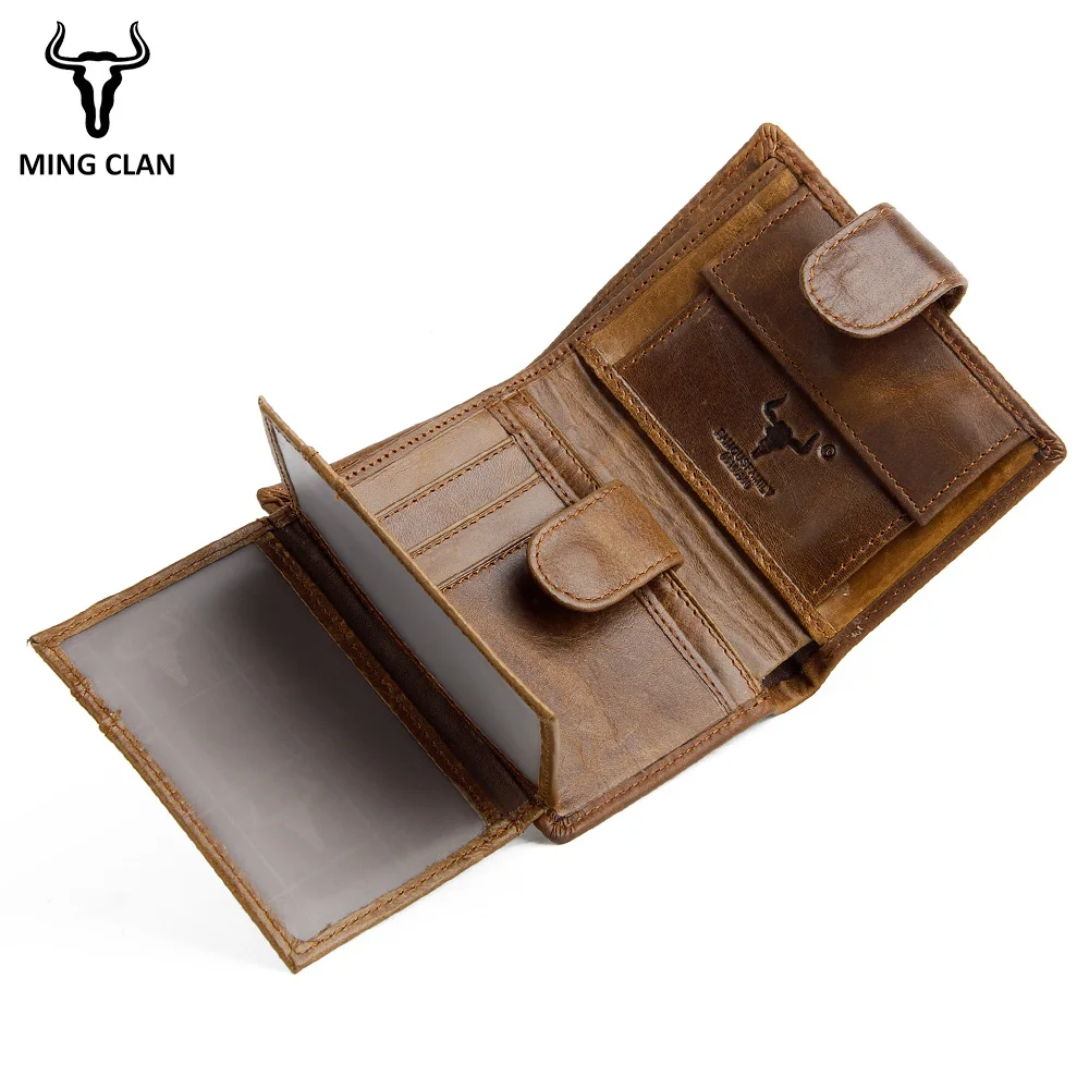 Мужской кошелек с отделением для монет из натуральной кожи на молнии|Мужские