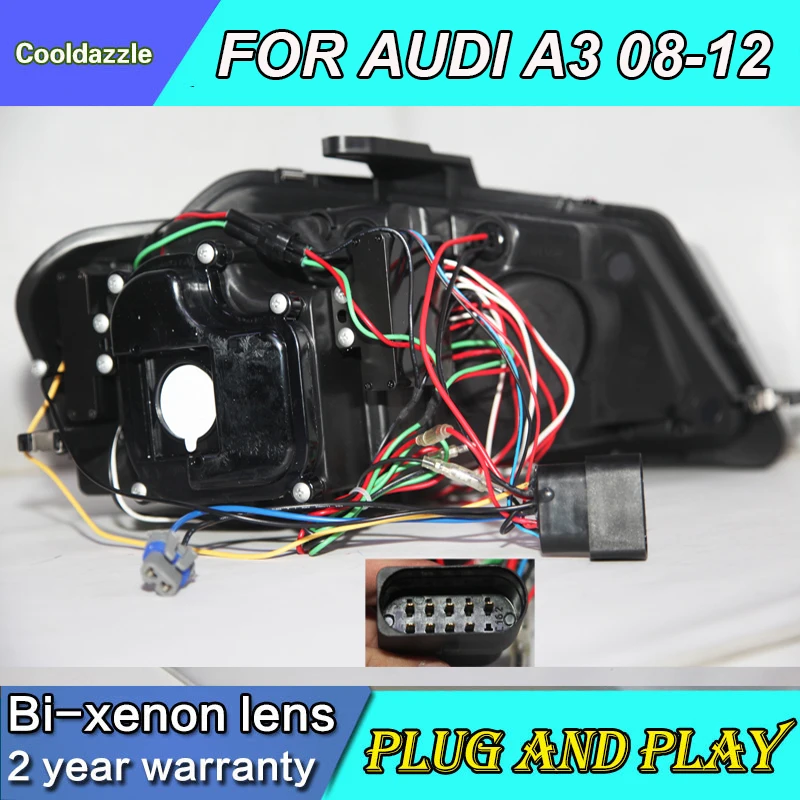Для AUDI A3 светодиодный фары 2008 2009 2010 2011 2012 год передние фары с объектив проектора Габаритные огни фар