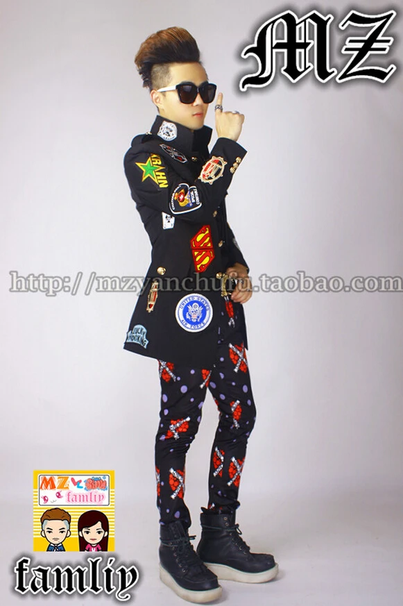 2016 звездный стиль мужские брендовые модные певицы сценический тонкий черный