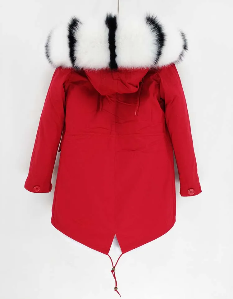 fox fur collar 24 Пальто из натурального меха, длинная парка, зимняя куртка для женщин, Воротник из натурального Лисьего меха, капюшон, подкладка из натурального меха, Толстая теплая уличная одежда, бренд - Цвет: fox fur collar 24