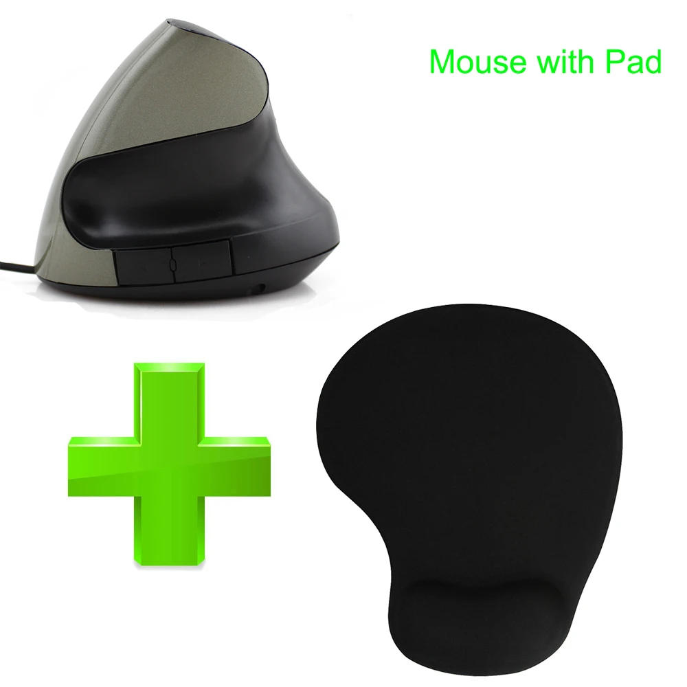 Gray with Pad CHYI проводная мышь эргономичная 5D 1600 dpi оптический USB кабель вертикальная мышь с подставкой для запястья комплект коврика для мыши для геймера ПК ноутбук Настольный - Цвет: Gray with Pad