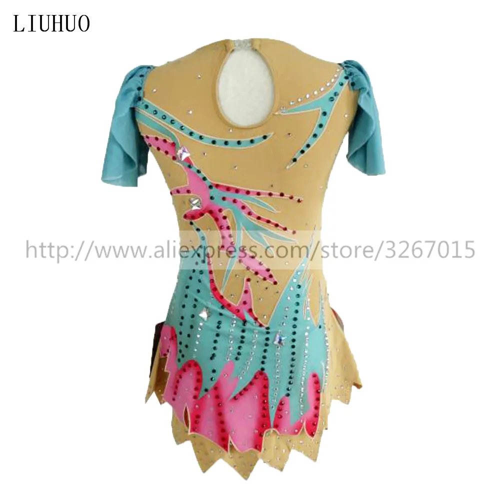 Женский костюм для художественной гимнастики разноцветное эластичное платье