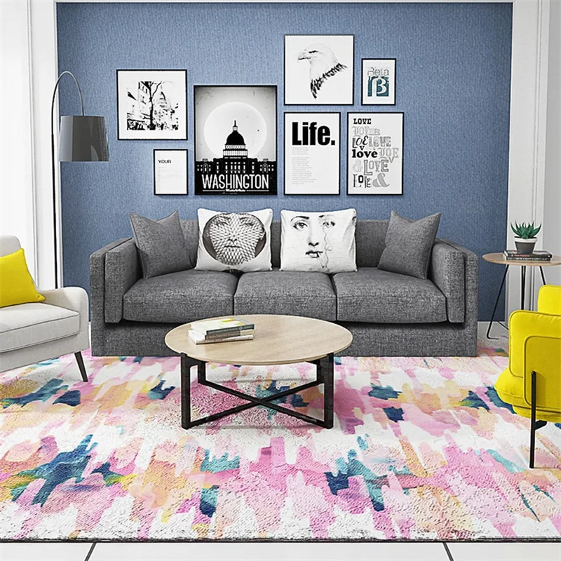Художественный красочный яркий декоративный ковер для гостиной напольный