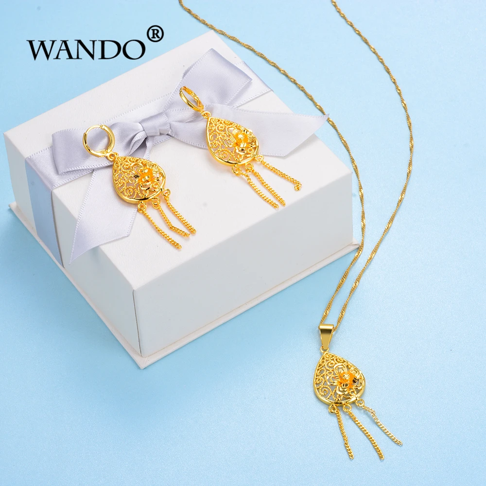 WANDO набор ювелирных украшений с маленькими цветами ожерелье серьги подвеской