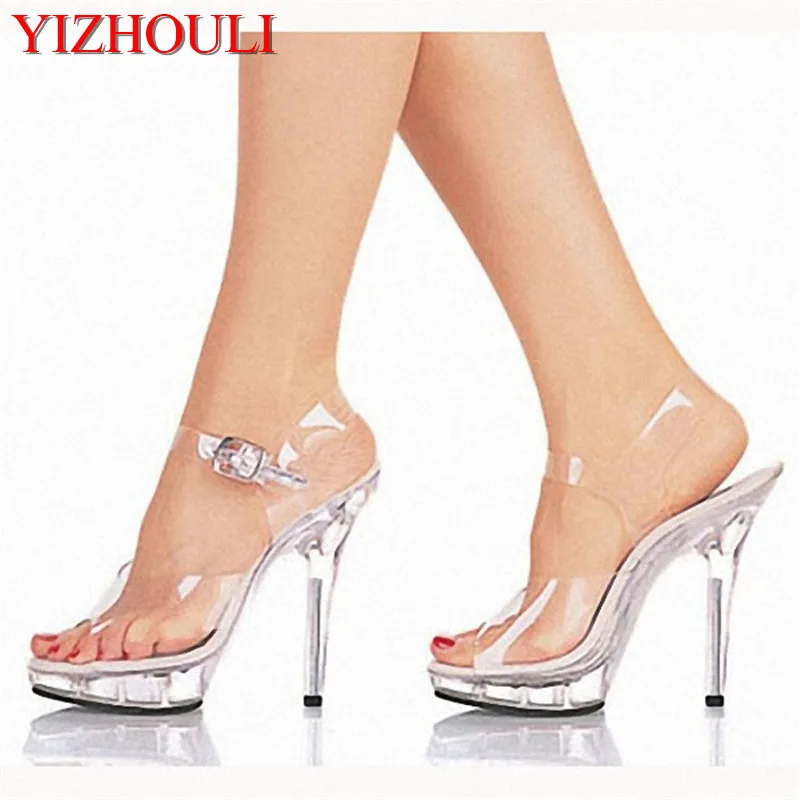 

13cm high heel women thin heel heel crystal shoes, model banquet dance shoes, high heel sexy runway sandals
