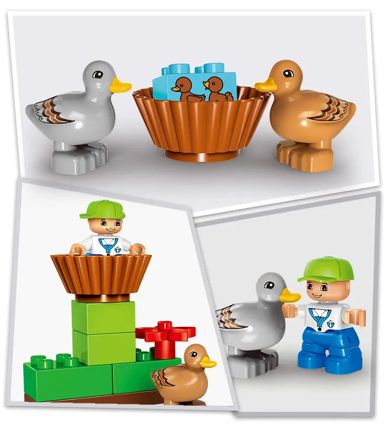 GOROCK Большой размер DIY Happy Farm Happy Zoo с животными набор Duplo блоки кирпичи развивающие детские игрушки для детей подарки на день рождения
