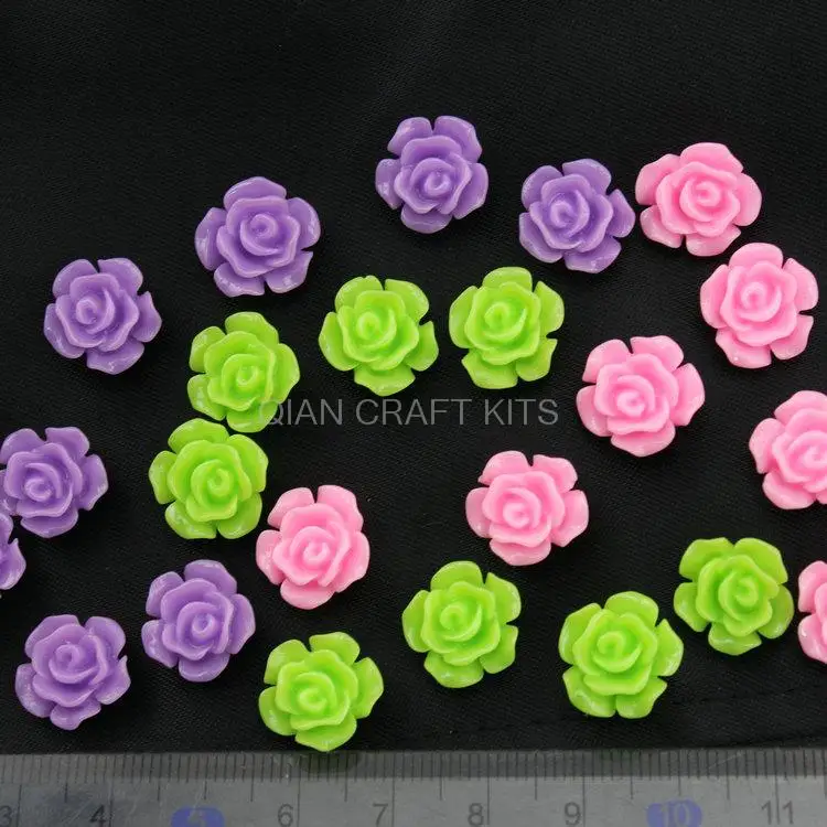 set of 120 pcs Resin rose flower flatback resin cabochons mixed colors 14mm for nail art,cell pnone decor,Jewelry sets-SZ0324