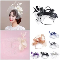 fashion women fascinator cambric headdress vintage lady cocktail hat french veiling wedding party bridal hair accessorie ty66