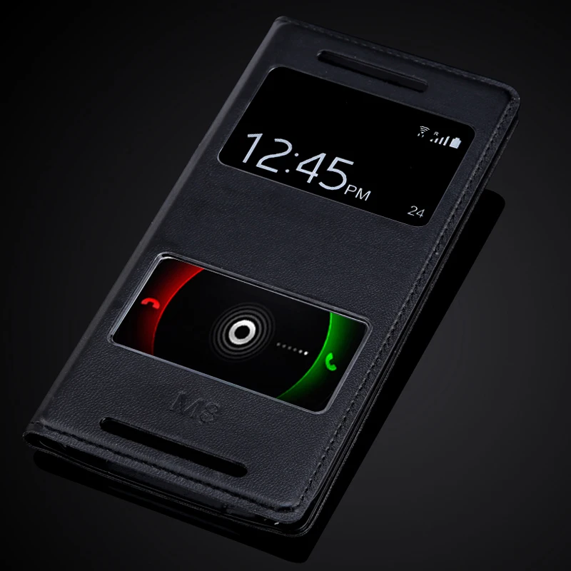 Для HTC One M8 флип-кейс из искусственной кожи с окошком для просмотра чехол телефона