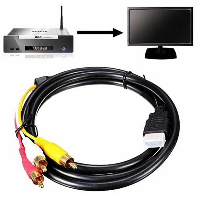 Адаптер HDMI 3 RCA для Видео Аудио AV кабеля со штекером к стереомагнитоле ТВ