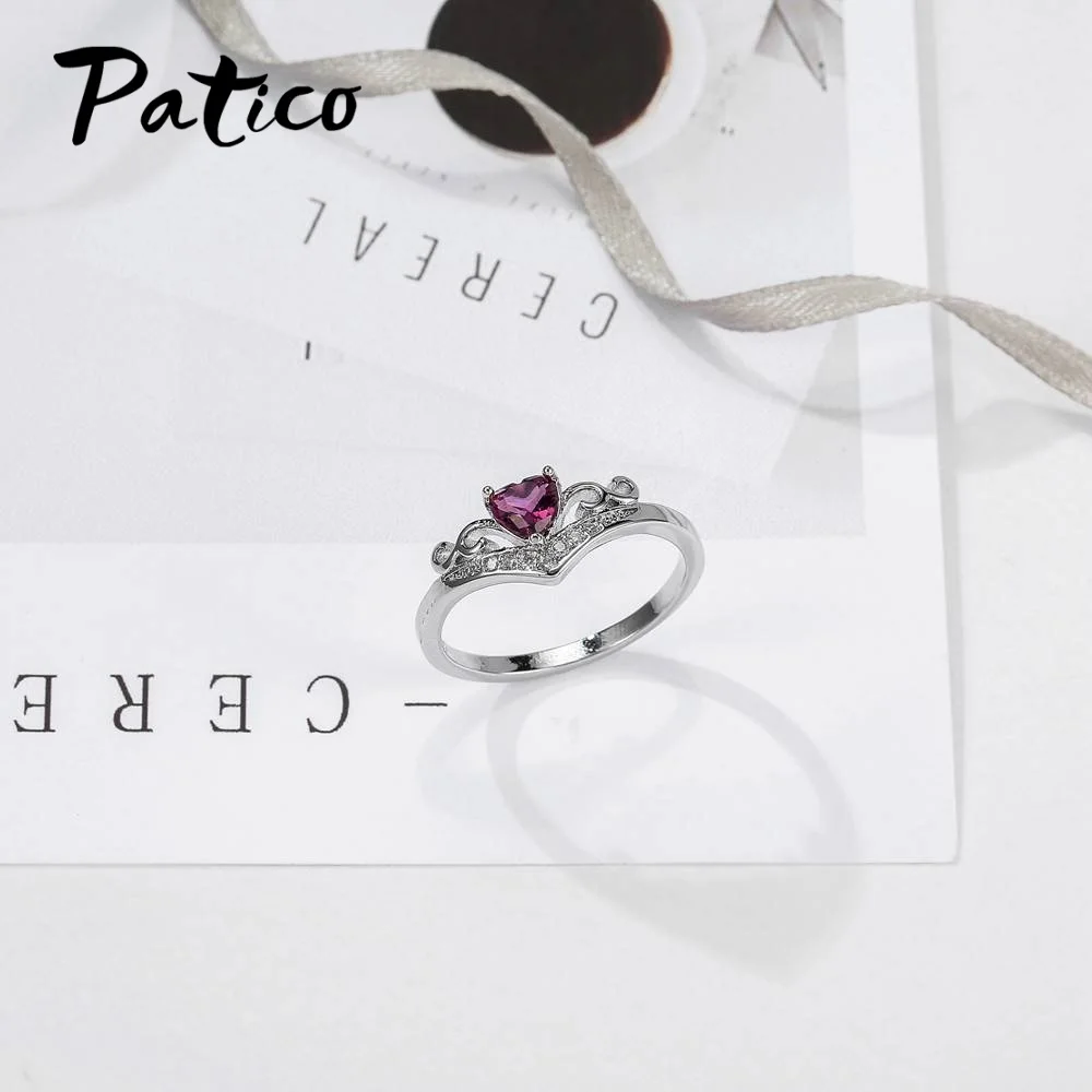 New Arrival Clear Purple Crystal Wedding Rings 925 Sterling Silver Fashion Design Retro Engagement Ring Jewelry For Women | Украшения и