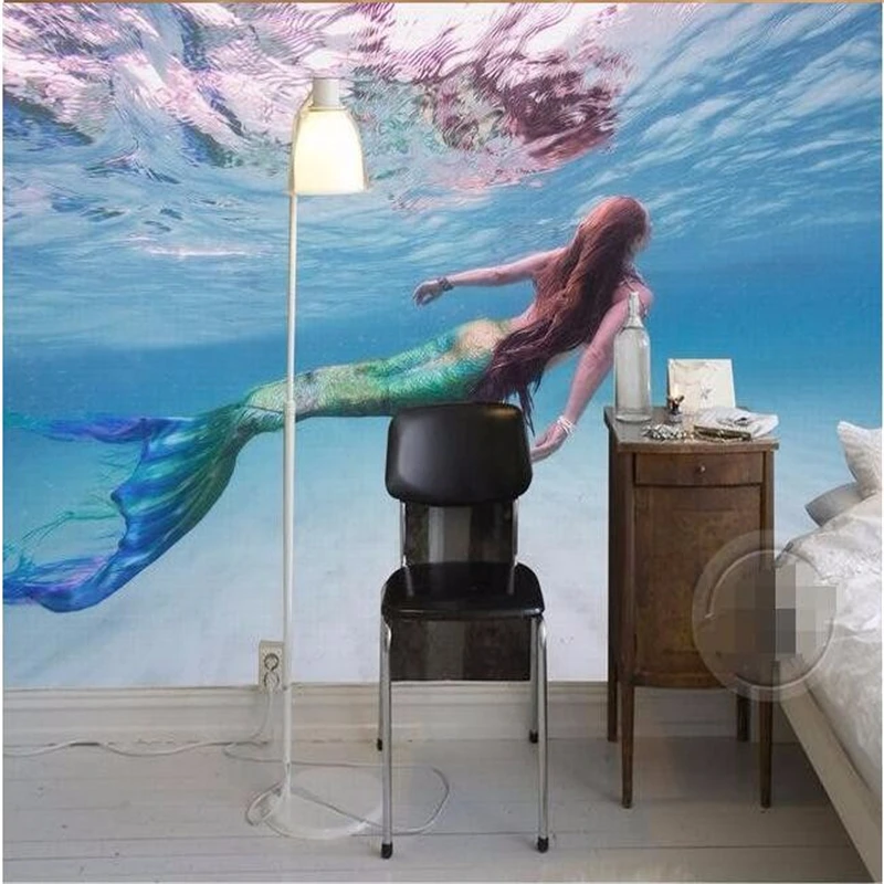 Beibehang пользовательские фото обои для стен 3 d Art HD Русалка прозрачное море плавать гостиная фон 3d большие настенные росписи обои