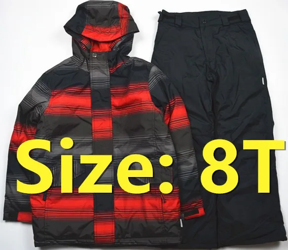 Bib child8T Новое Full-30 толстый детский лыжный костюм комплект утолщение Водонепроницаемый мужской женский морозостойкий Верхняя одежда с защитой от ветра, костюм-двойка - Цвет: Bib child8T