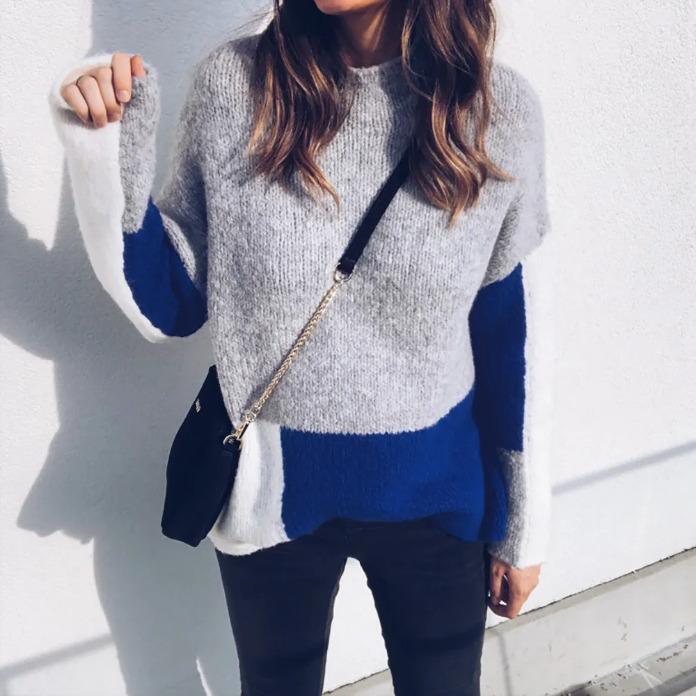 Pull Femme Hiver Dames Новый Женский Повседневный джемпер с длинными рукавами и круглым