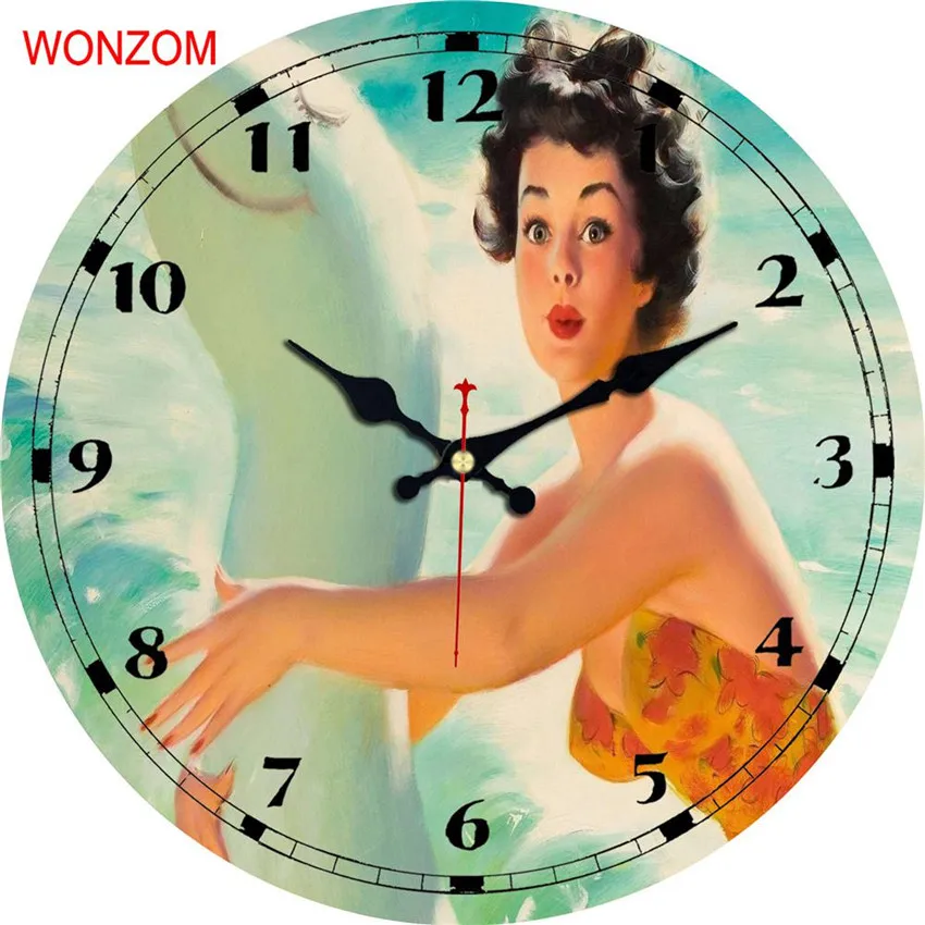 WONZOM Мэрилин Монро большие настенные часы Бесшумная гостиная Belle Настенный декор Saat украшение дома часы настенные Reloj De Pared