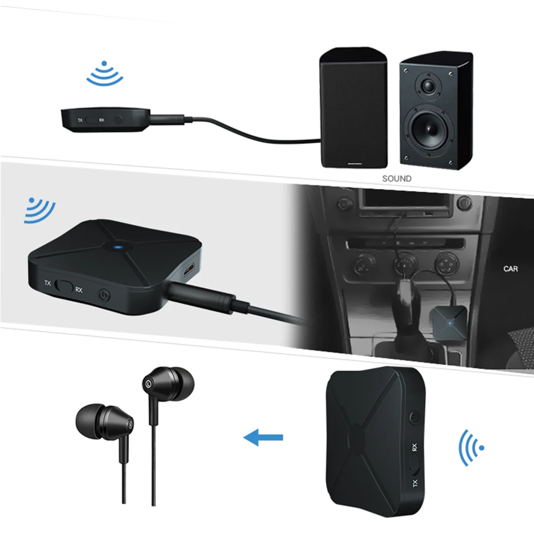 2 in 1 Wireless Bluetooth 4.2 Audio Transmitter Receiver TV Car Music Universal Adapter For Headphone Speaker | Электроника