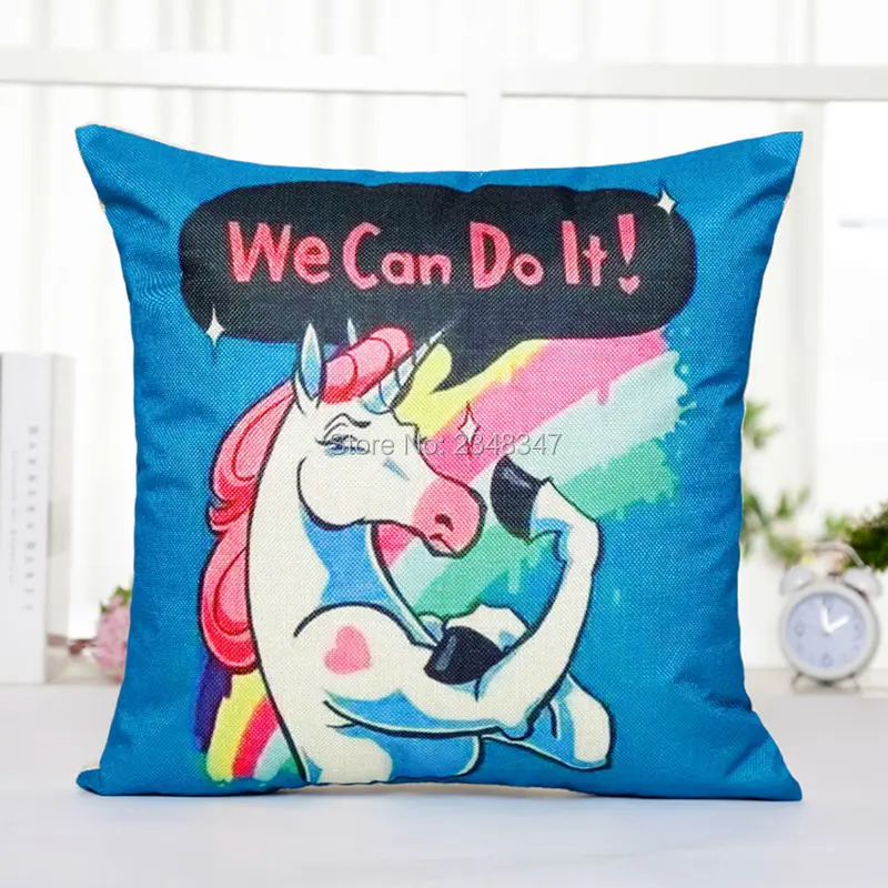 Милая мультяшная Радужная лошадь Зебра Подушка-Жираф покрывающая Льняные