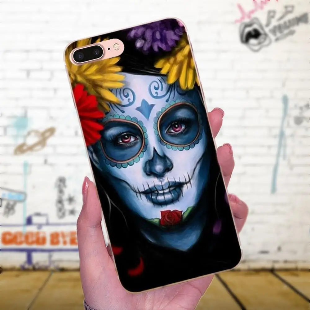Catrina красивая Роза девушка череп искусство классика лучше ТПУ кожа телефона для